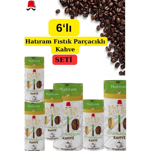  “Hancıbey Antep fıstık parçacıklı kahve 200 gr silindir kutu hediyelik”