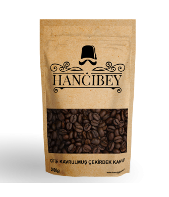 Hancıbey Çifte Kavrulmuş Sert İçim Çekirdek Türk Kahve Tane 5Kg