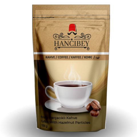 “Hancıbey fındık parçacıklı kahve 1kg doğal ve koruyucusuz paket”