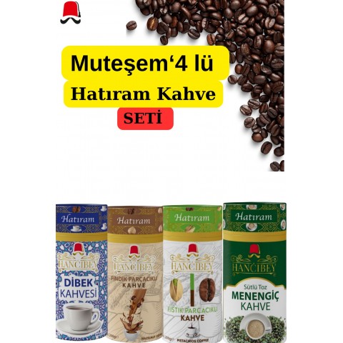 “Hancıbey karışık kahve seti 4 paket 200 gr silindir kutu hediyelik”
